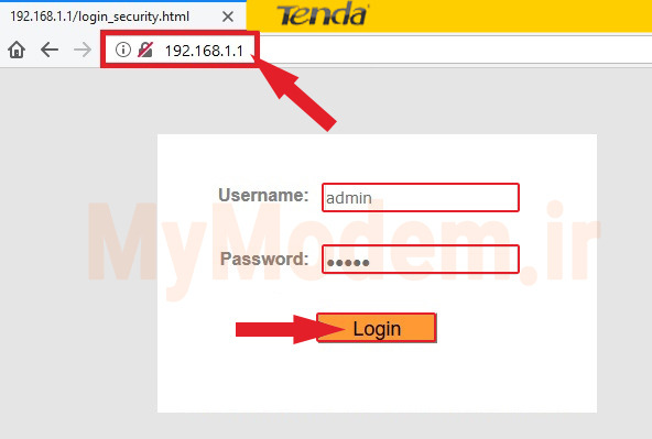 نام کاربری و رمز عبور برای ورود به صفحه پنل مودم تندا | مودم من